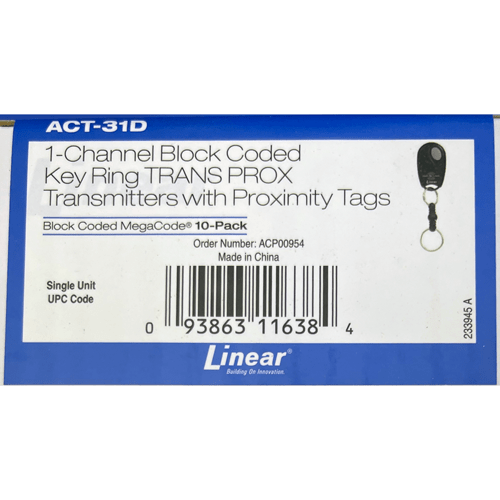 Linear ACT-34D 4-Channel Keychain Transmitter With Built-in Proximity Tag